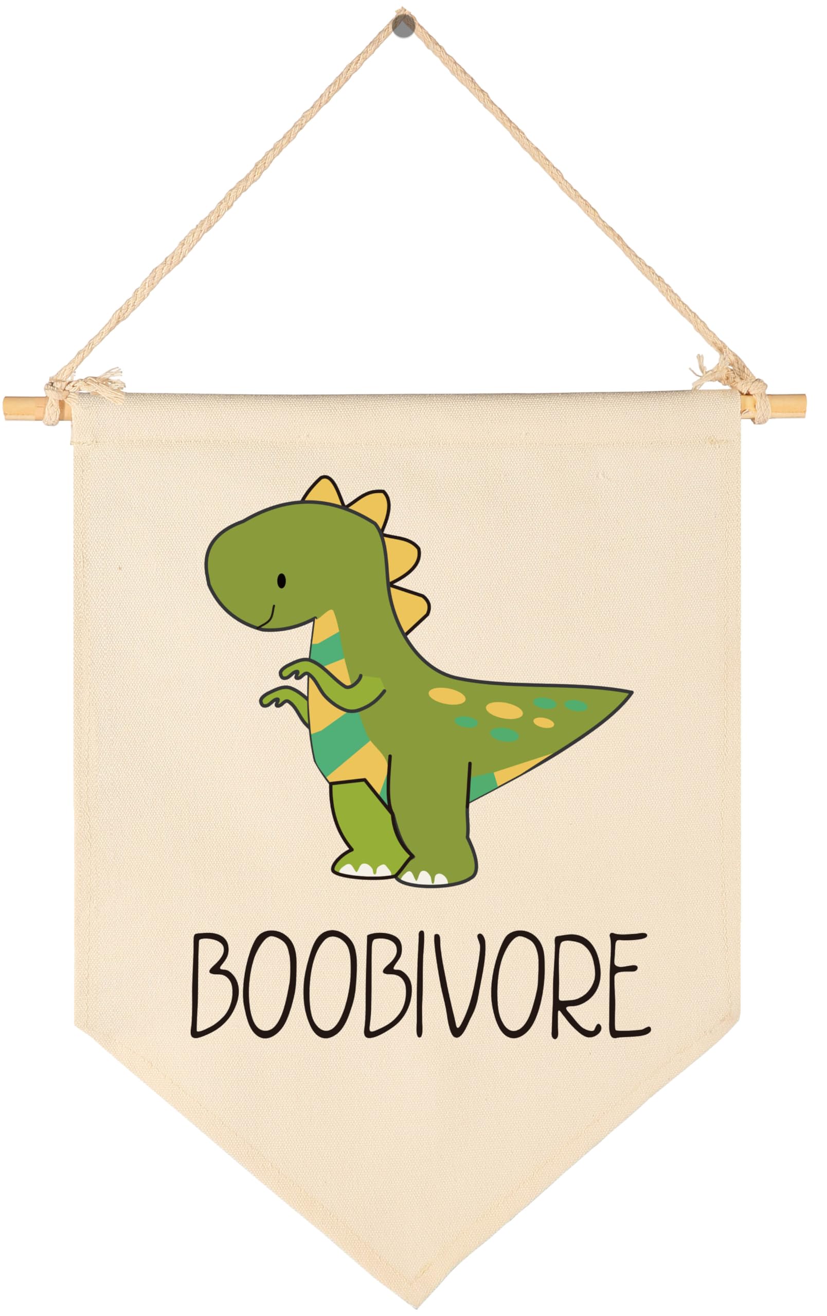 GEANHIL Funny Boobivore dinosaur decor banner for crib wall, playful nursery centerpiece.