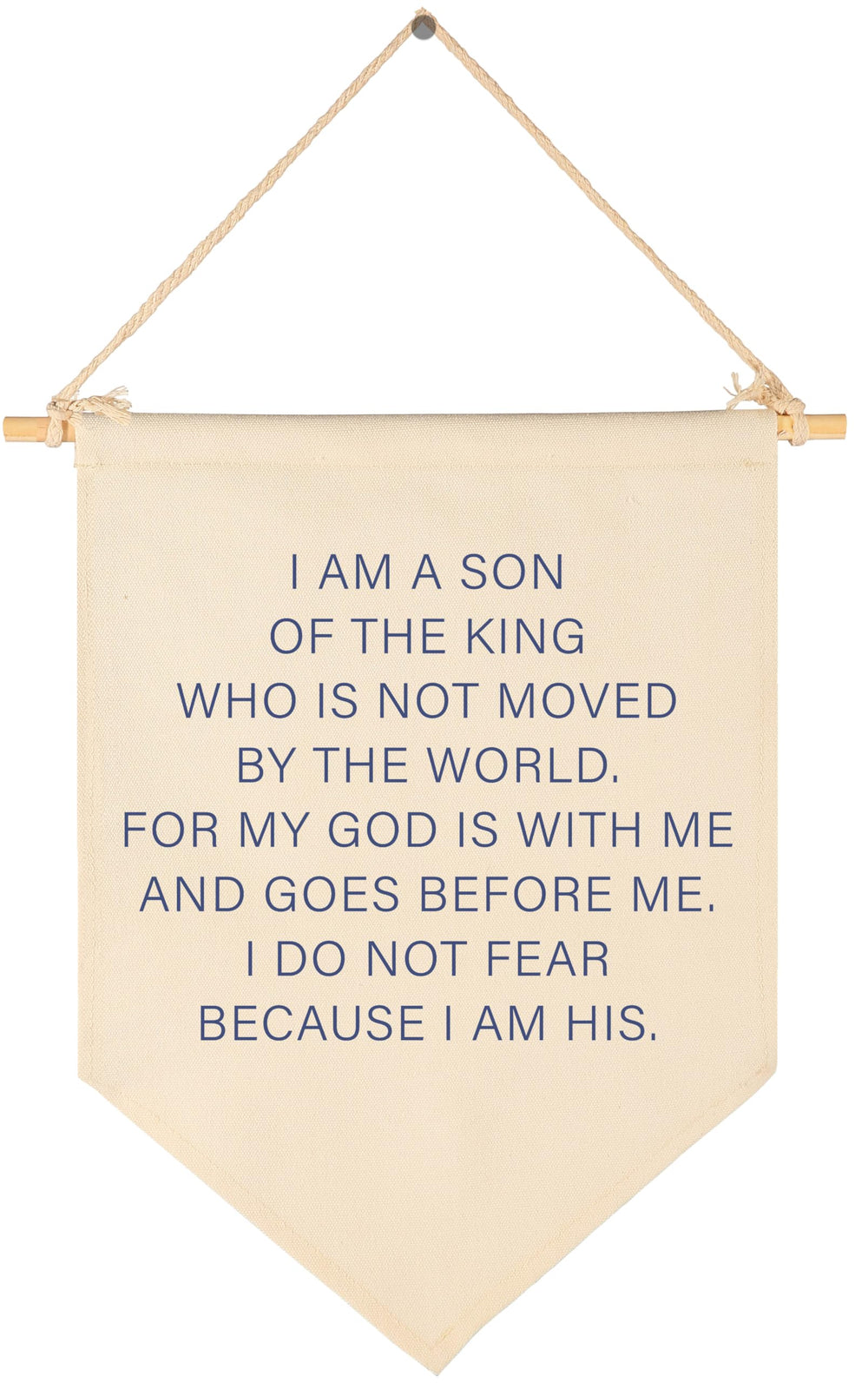 GEANHIL I am Son of The King banner pennant in a cozy nursery.