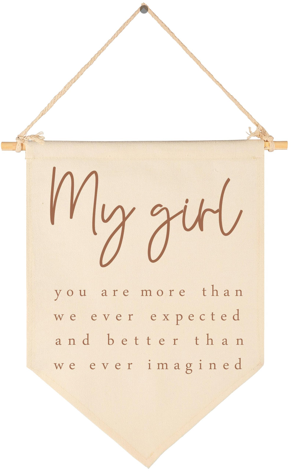 GEANHIL my girl sign crib banner showcases soft beige cotton canvas for nursery decor.