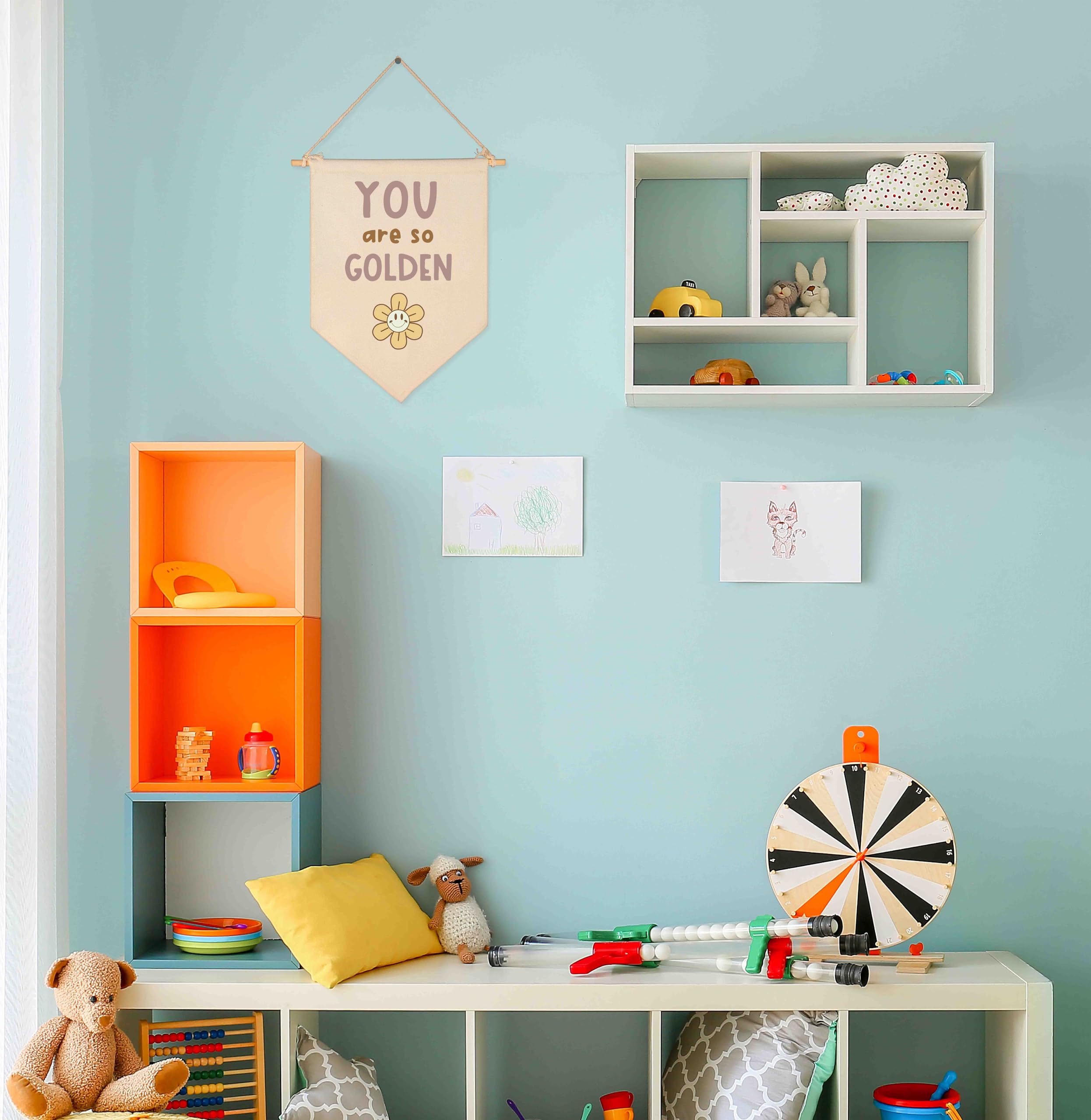 GEANHIL Nursery playroom reading corner banner enhances space
