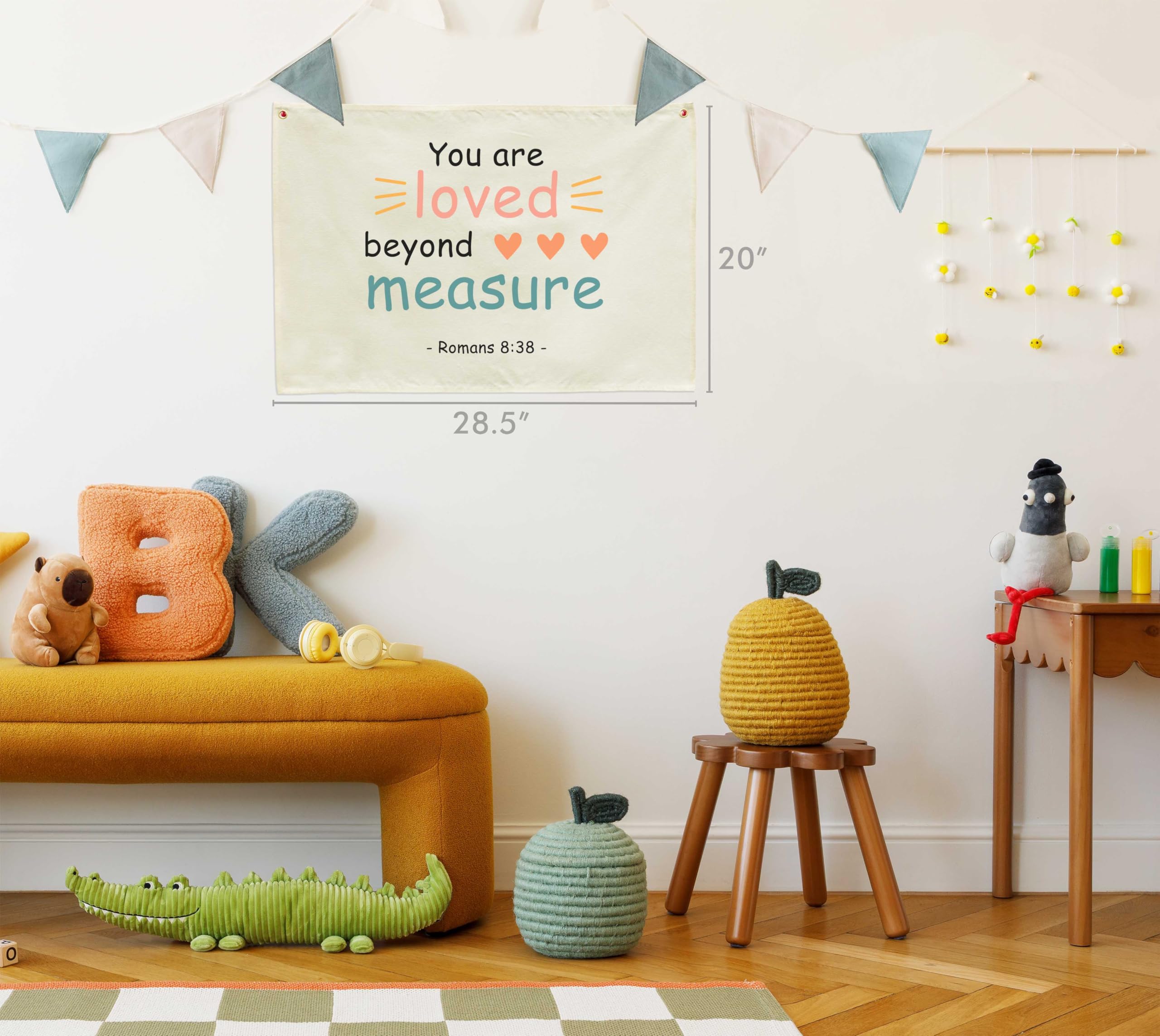 GEANHIL nursery playroom wall banner with eyelets for easy hanging.