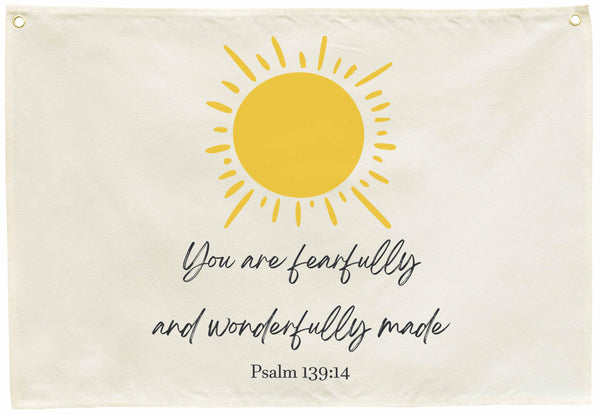 GEANHIL rectangle banner with You Are Fearfully verse for nursery decor