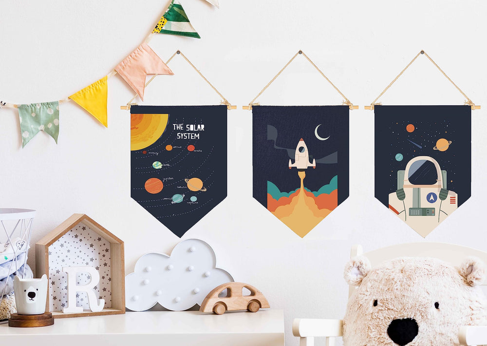 GEANHIL Space Art Banner solar system design for a playful learning corner