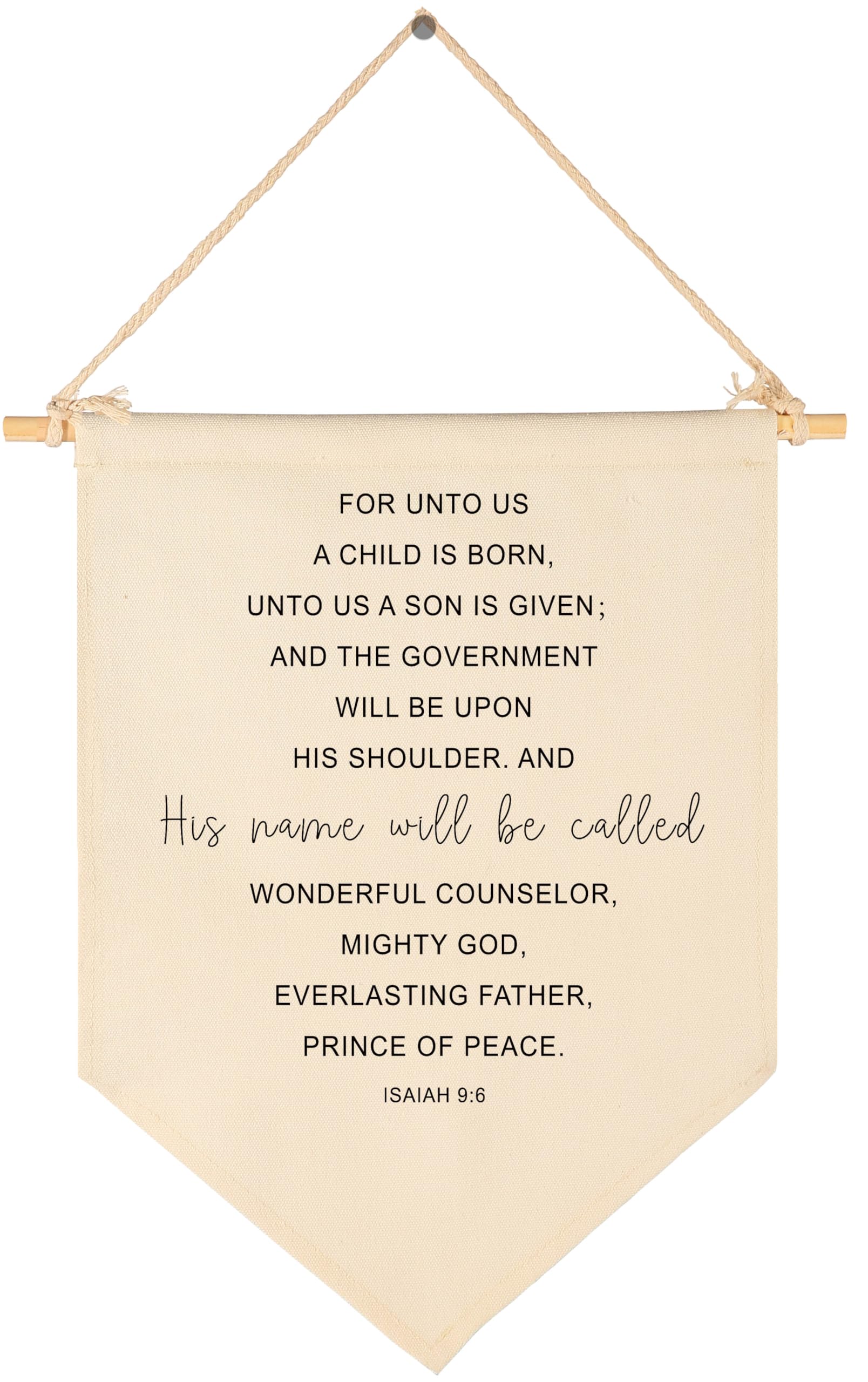 GEANHIL Unto Us A Child Is Born crib banner decor for nursery walls, adds timeless scripture flair.