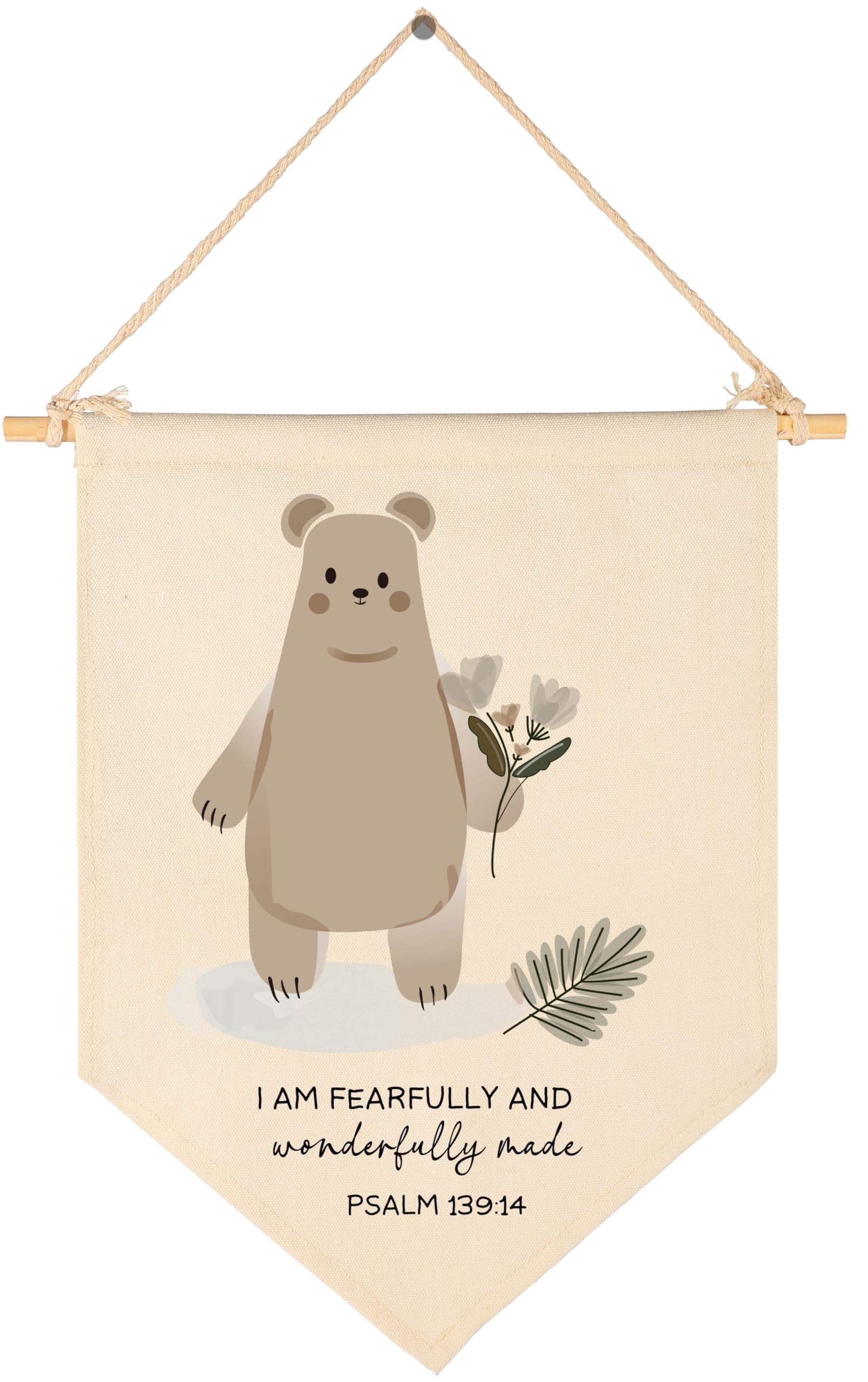 GeanHil woodland bear flag wall decor for nursery charm
