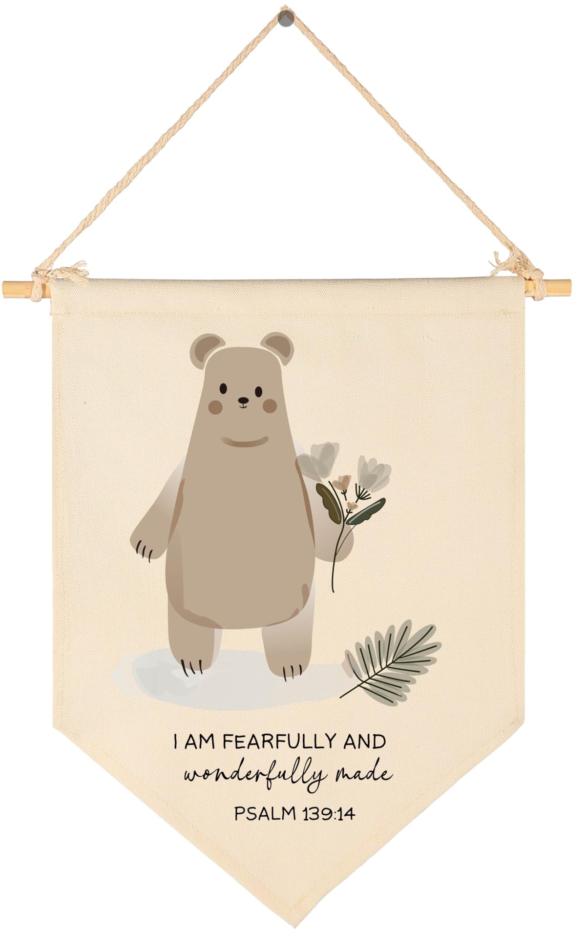 GeanHil woodland bear flag wall decor for nursery charm