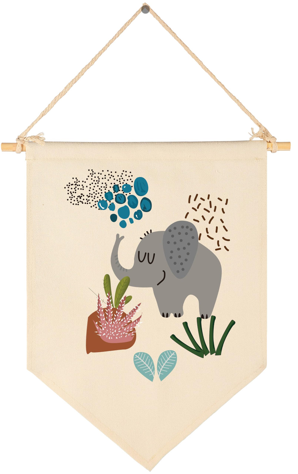 GEANHIL Woodland Elephant Sign banner adds a gentle focal point to the nursery wall