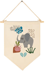 GEANHIL Woodland Elephant Sign banner adds a gentle focal point to the nursery wall