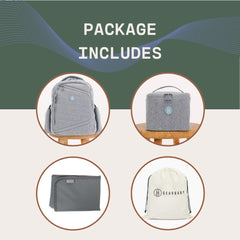 Gearbaby diaper bag backpack with changing mat for quick, clean changes.