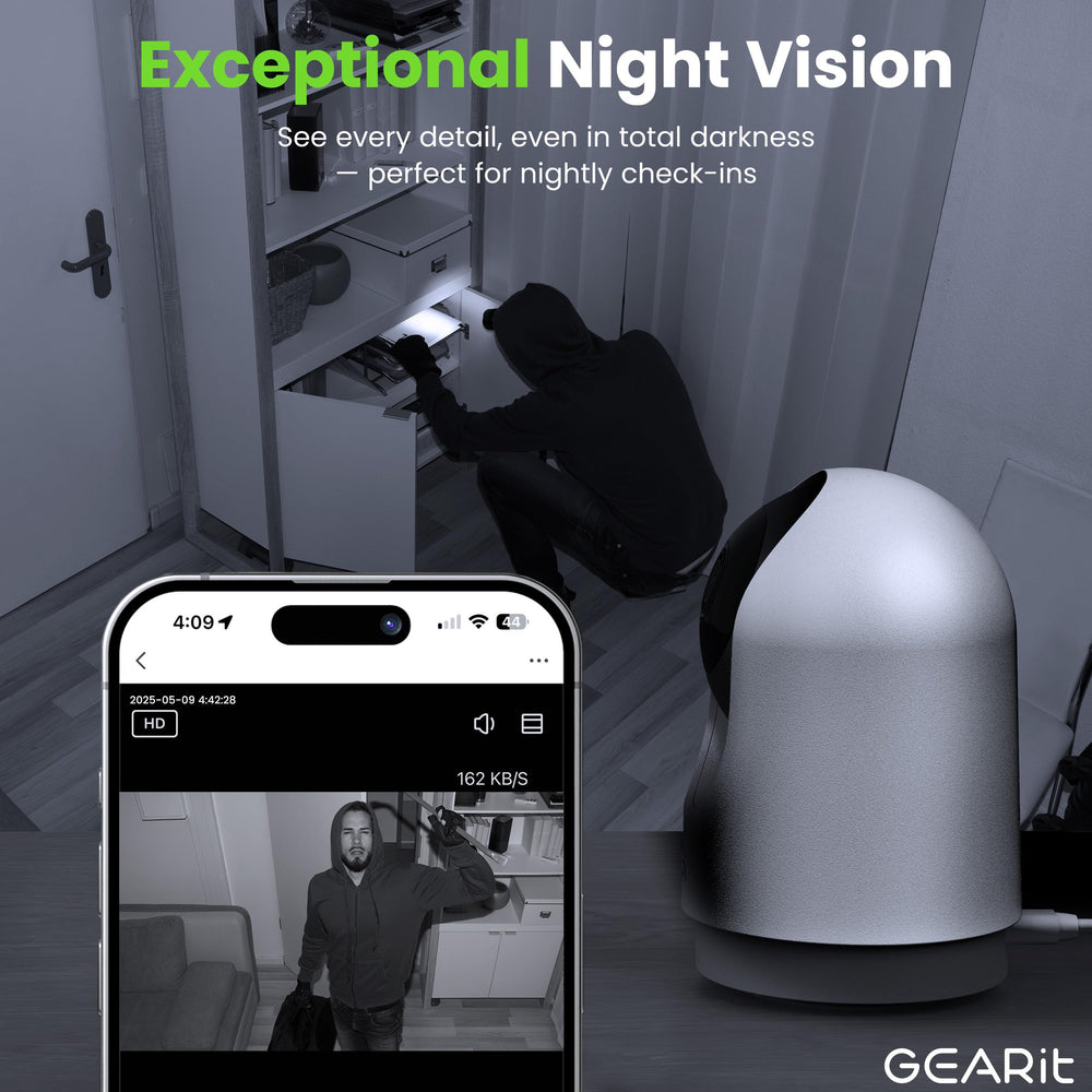 GEARit Smart Camera mobile app control for quick setup and remote viewing.
