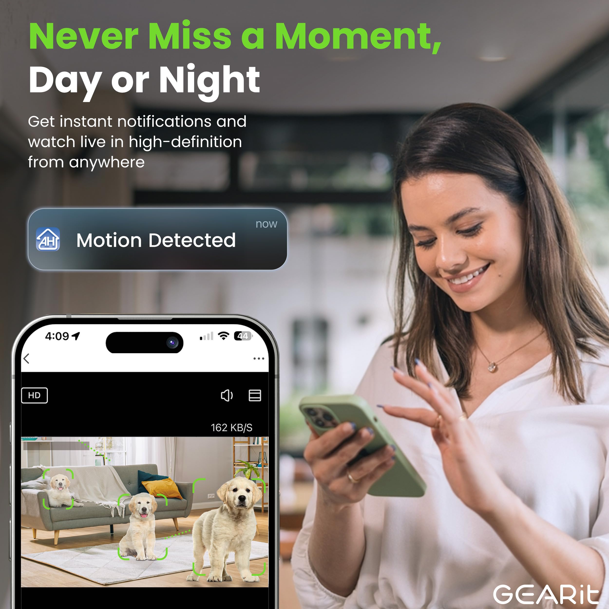 GEARit Smart Camera no subscription required for core security features.