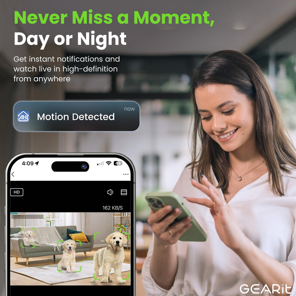 GEARit Smart Camera no subscription required for core security features.