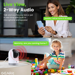 GEARit Smart Camera two-way audio allows you to converse with family.