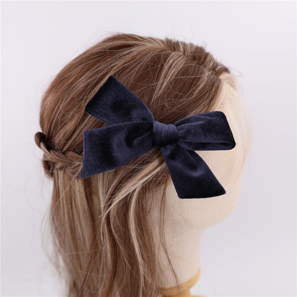 Gebelle Velvet Bow Navy for Christmas and party styling; two-piece set.