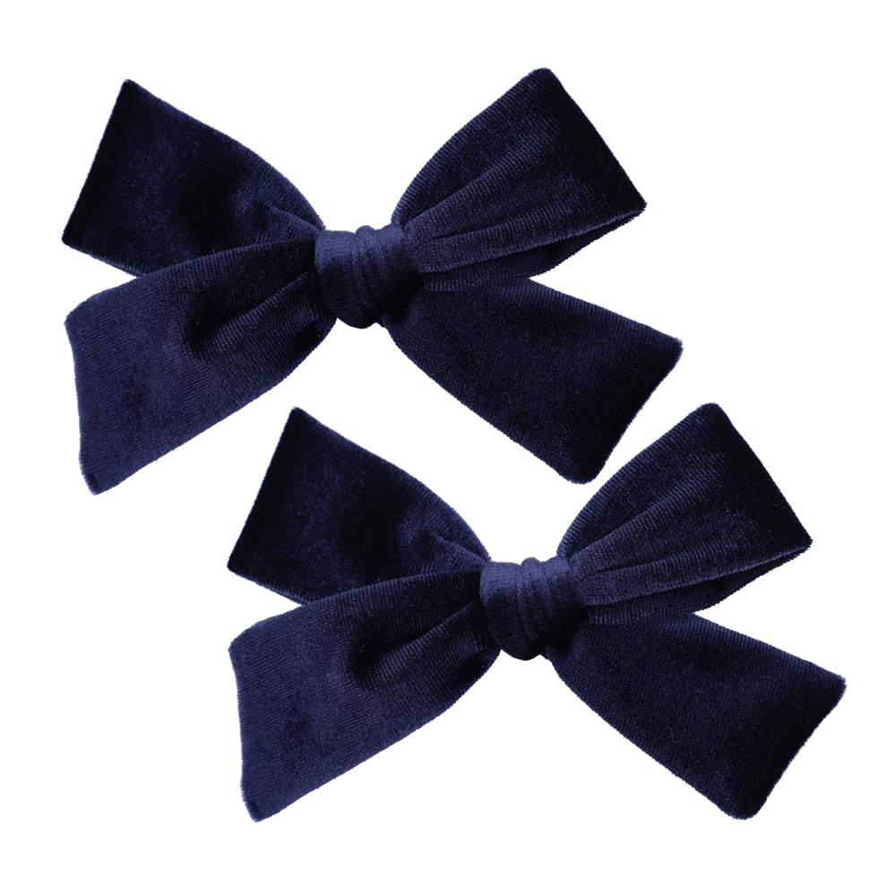 Gebelle Vintage Velvet Bow Navy front view adds timeless charm to daily outfits.