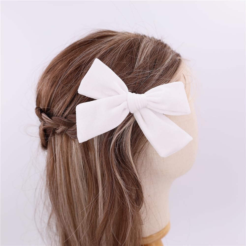 Gebelle two-pack white velvet bows, easy matching for outfits and occasions