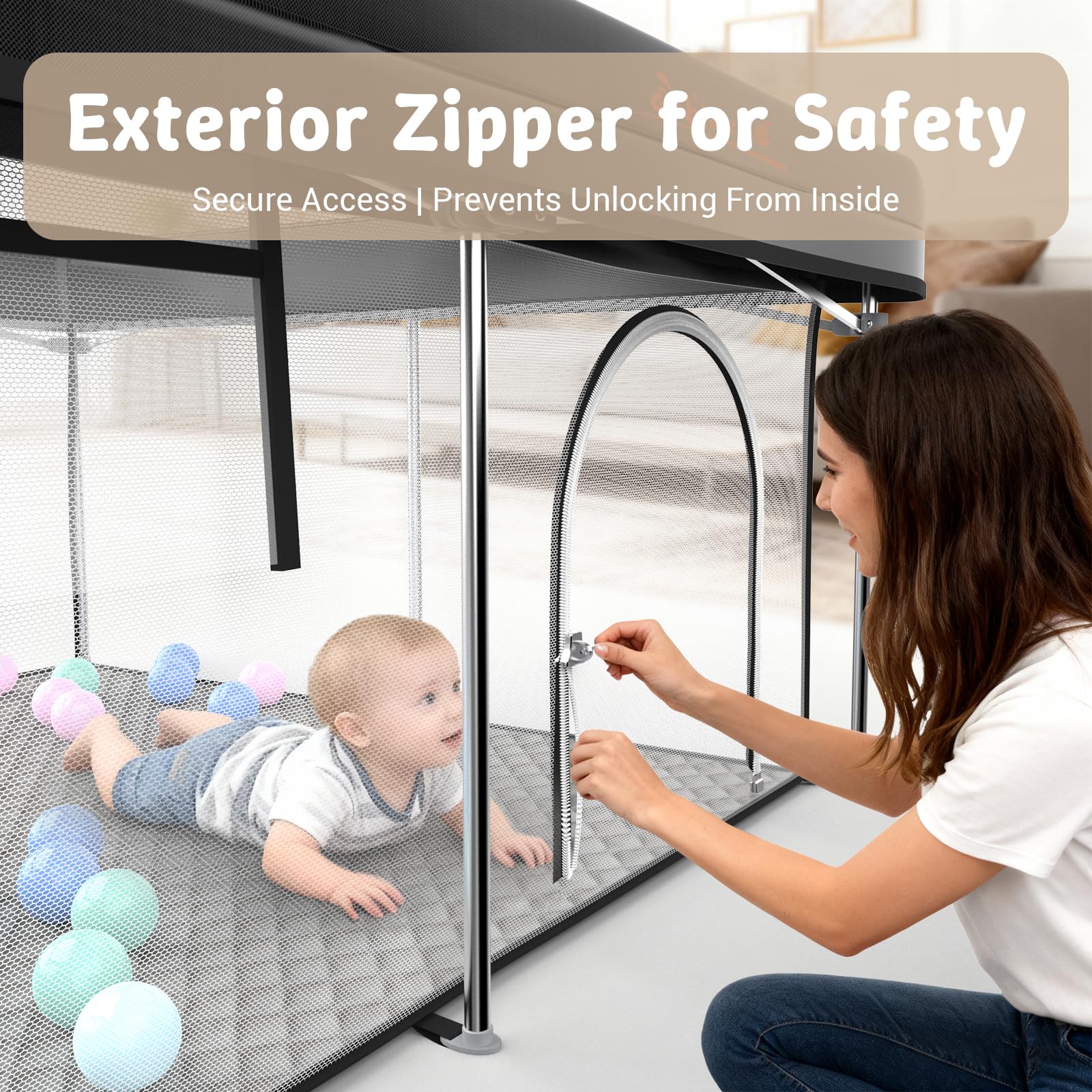 Geblazee anti-slip pads keep the playpen stable on various floors