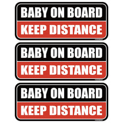 GEEKBEAR baby on board magnet—bold black and red 8.7x3.5 inch design for visibility.