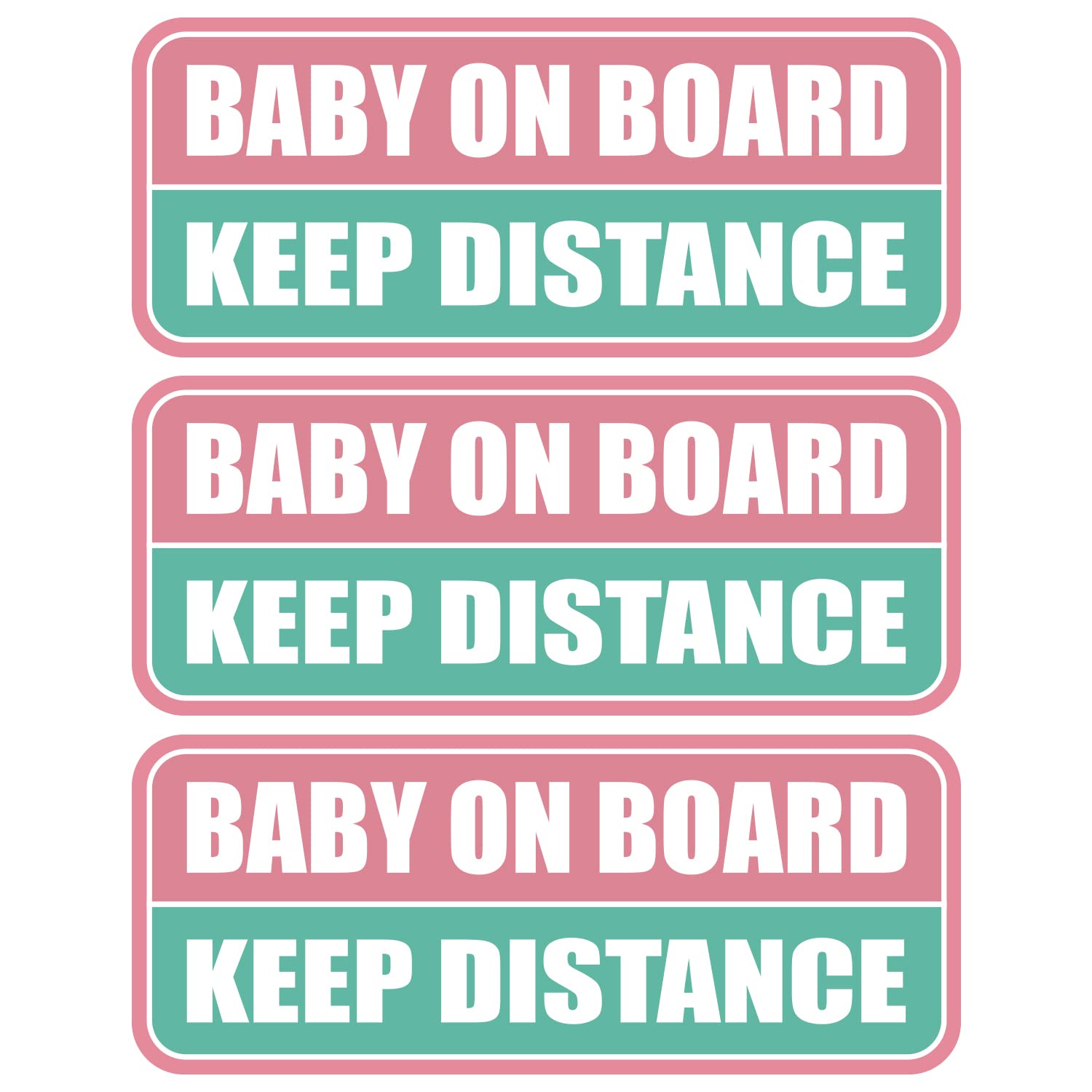 GEEKBEAR Baby on Board magnet shows colorful rectangle design for high visibility on the road.