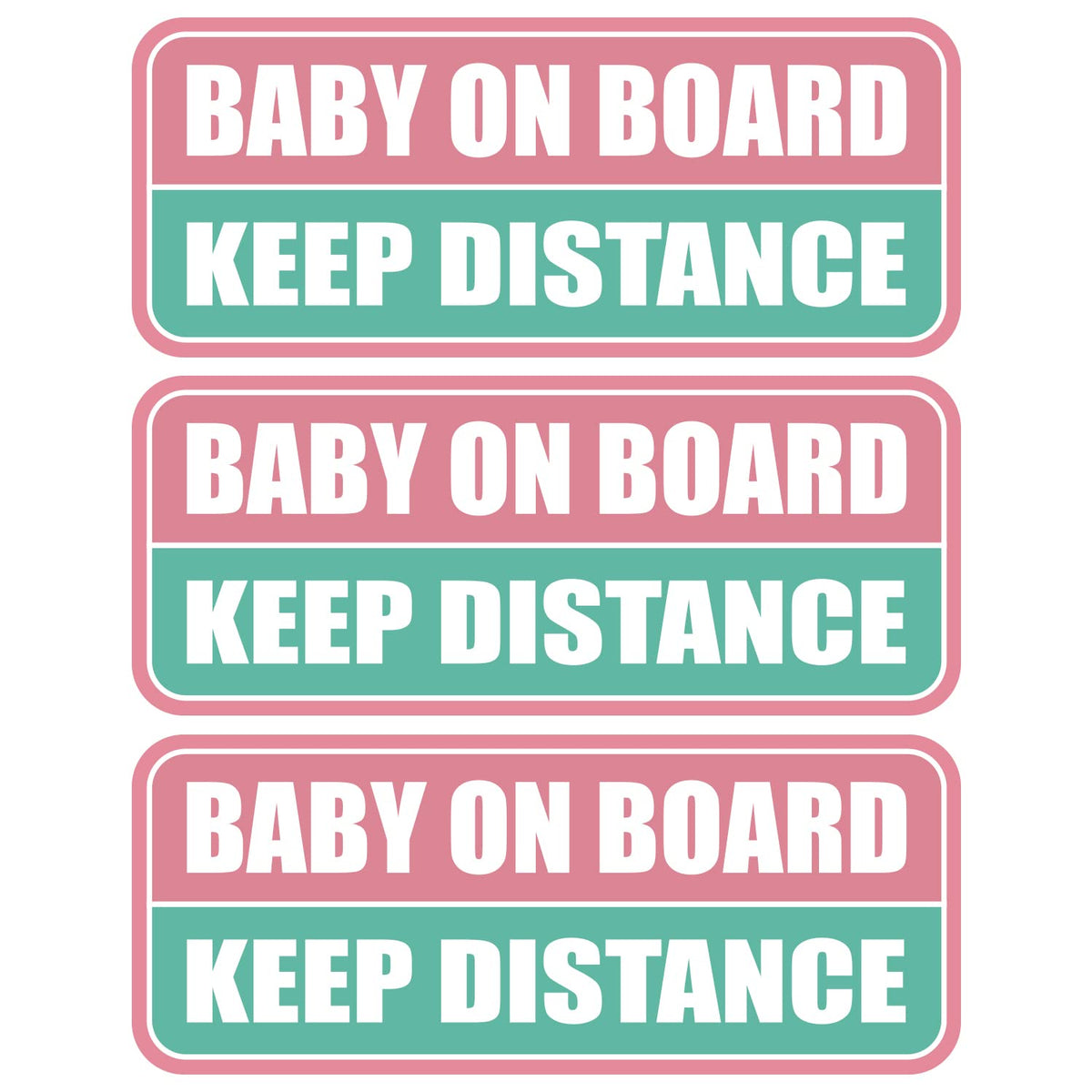 GEEKBEAR Baby on Board magnet shows colorful rectangle design for high visibility on the road.