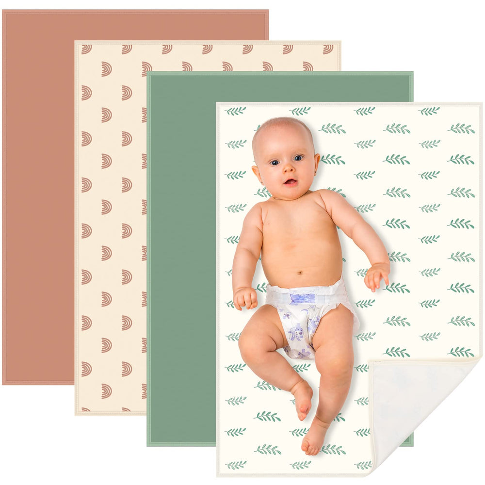 Geelin leather baby changing pad rainbow design offers a portable, easy-to-clean changing surface.