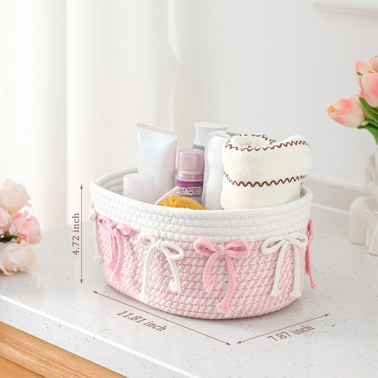 Geelin pink bow gift basket idea for birthdays or baby showers