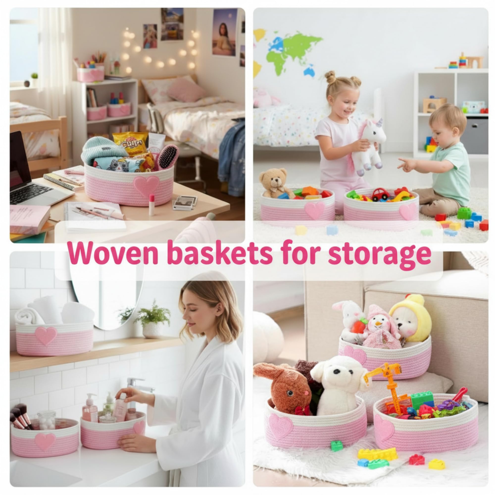Geelin pink heart baskets gift idea for birthdays or baby showers.