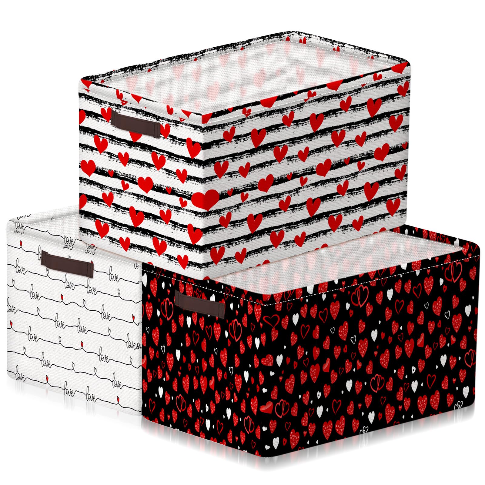 Geelin Valentines three-pack baskets with handles for easy closet organization
