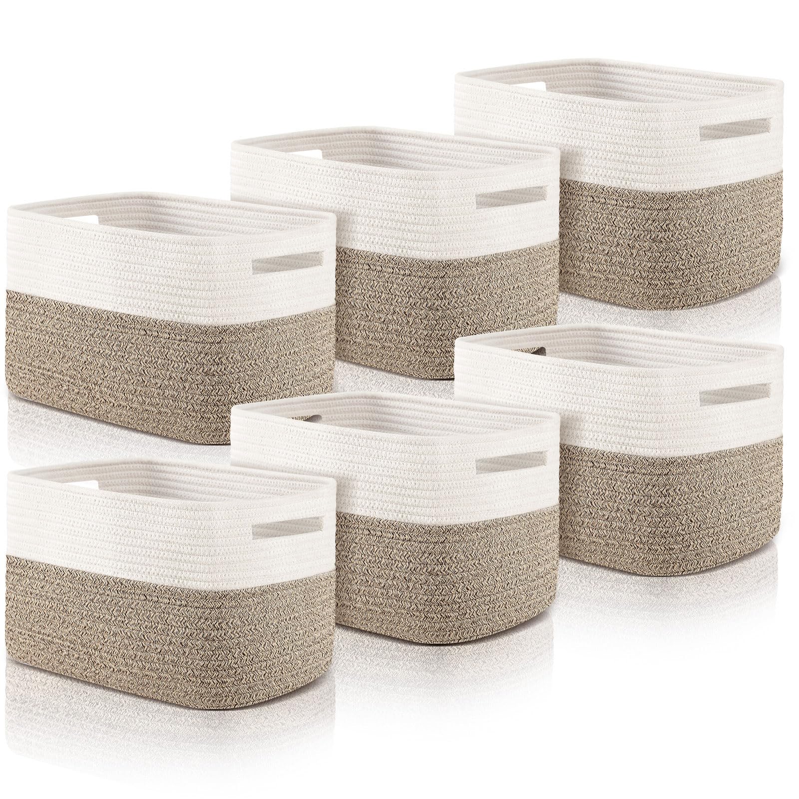 Geetery six-pack storage baskets arranged on shelves for organized toys and books