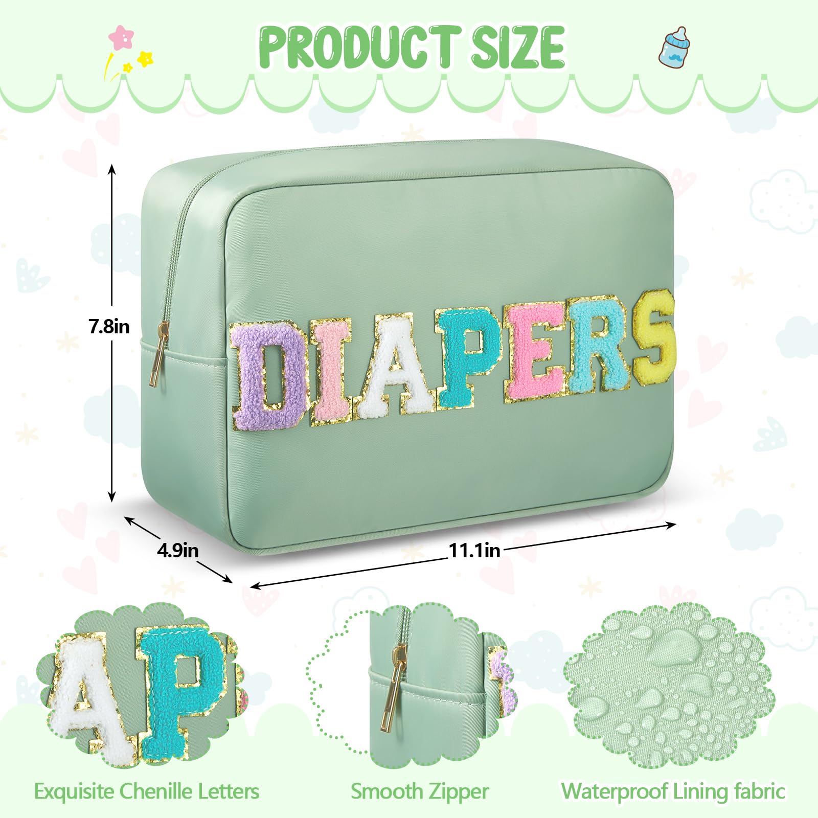 Geetery compact diaper storage bag offers large capacity in a portable size.