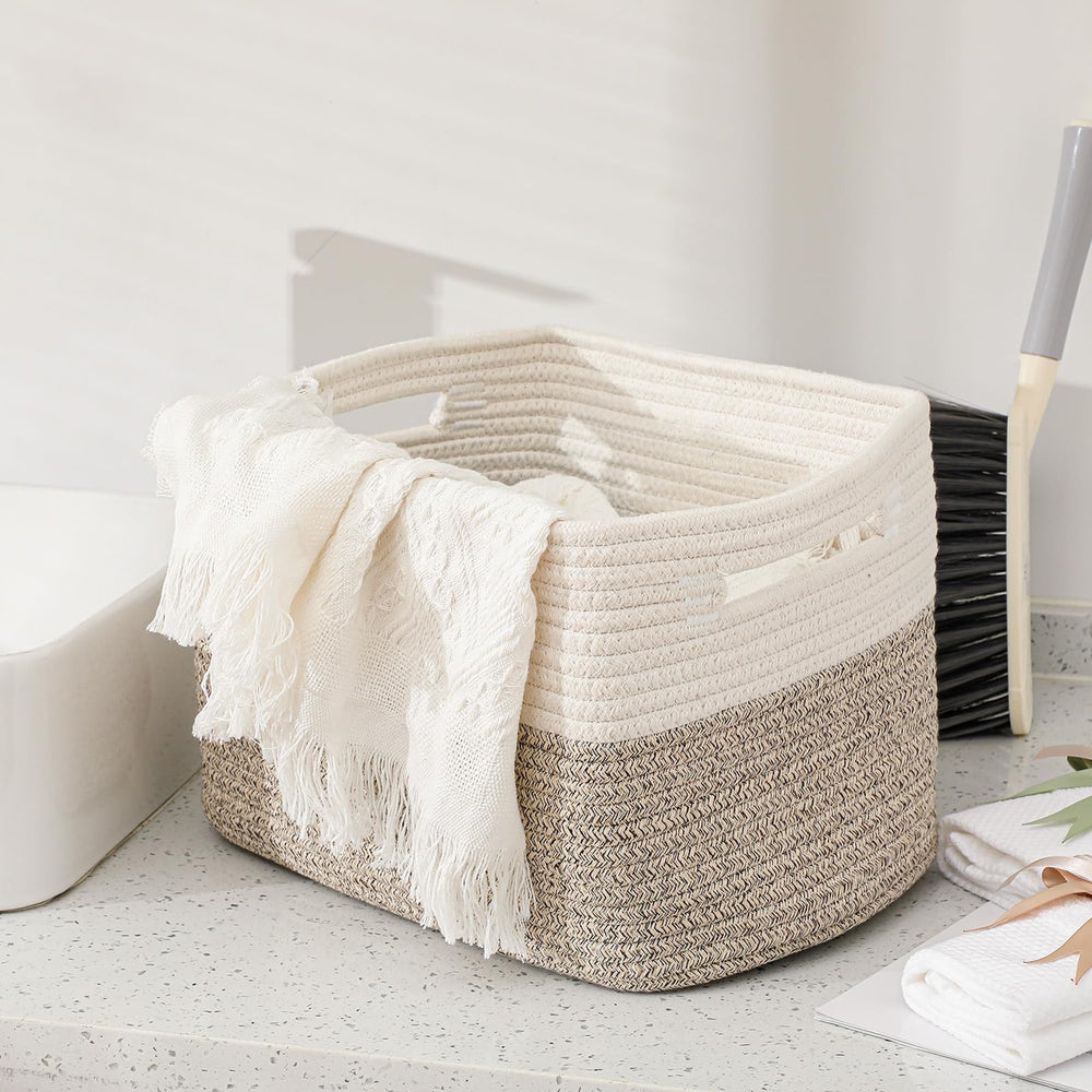 Geetery laundry room basket neatly organizing towels and supplies
