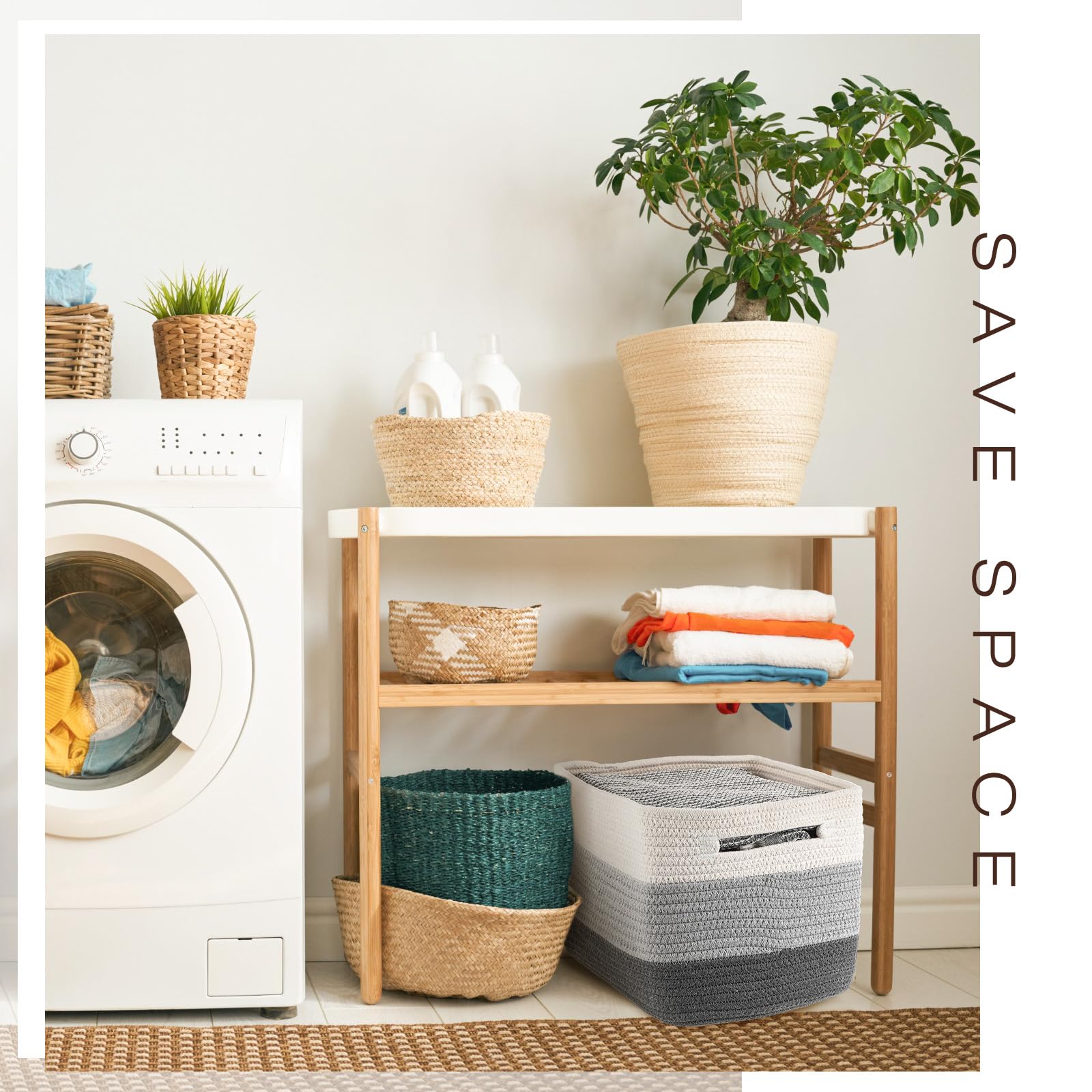 Geetery shelf storage baskets in grey enhance home organization.