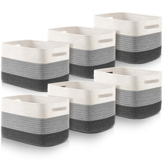 Geetery six-pack storage baskets in grey for clutter-free shelves.