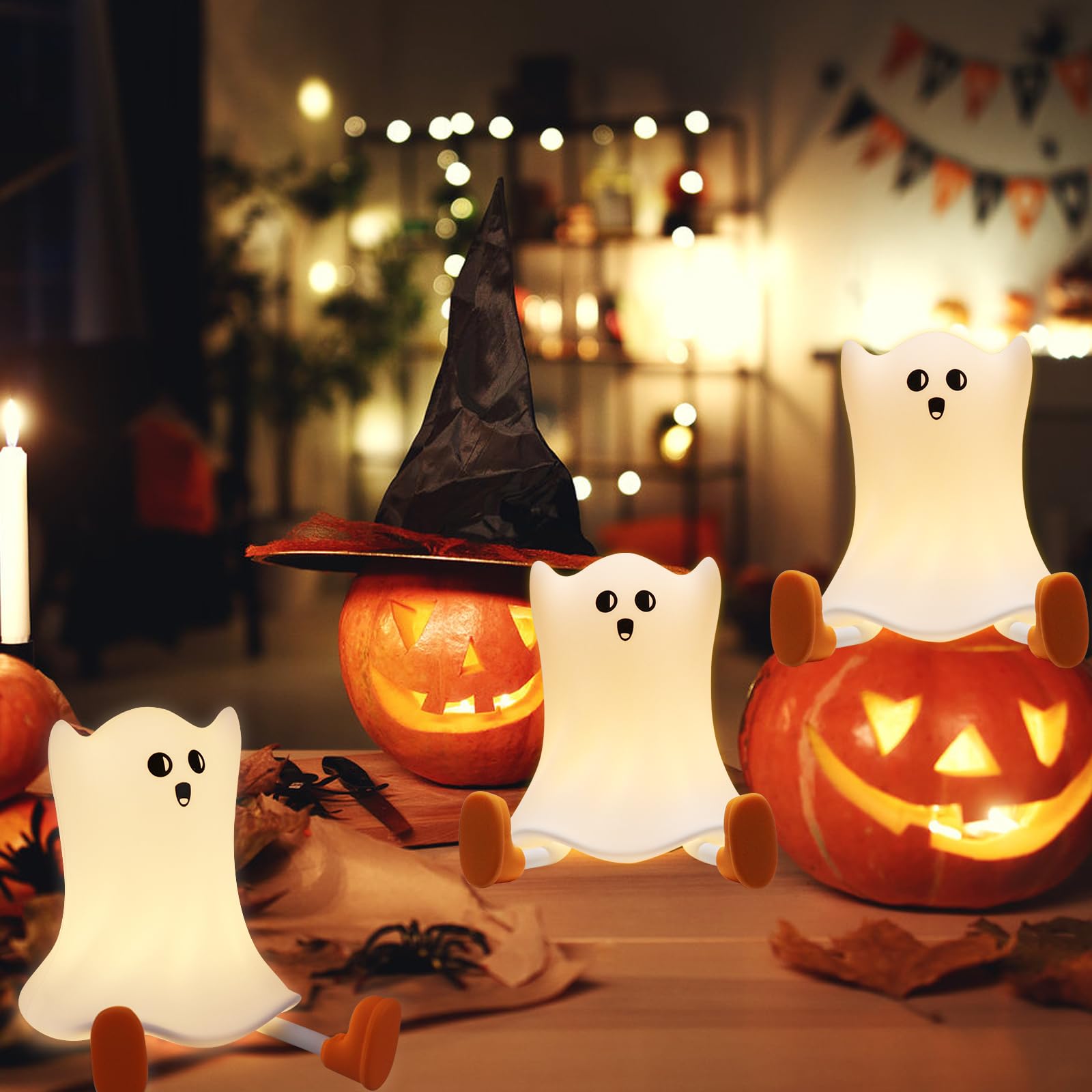 Gefaxi cordless ghost night light provides 3000K warm light for eye-friendly evenings.