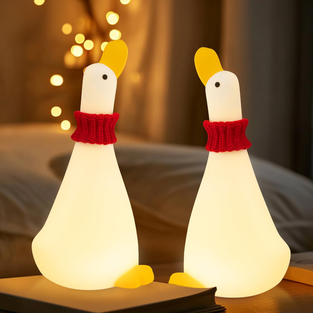 Gefaxi Duck Night Light on bedside provides soft, calming illumination for bedtime routines.