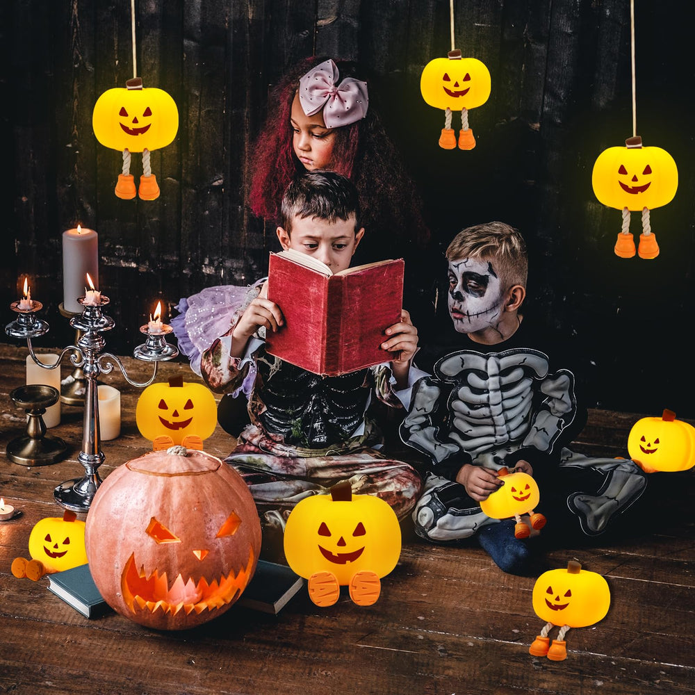 Gefaxi pumpkin night light beside the bed offering cozy mood lighting.