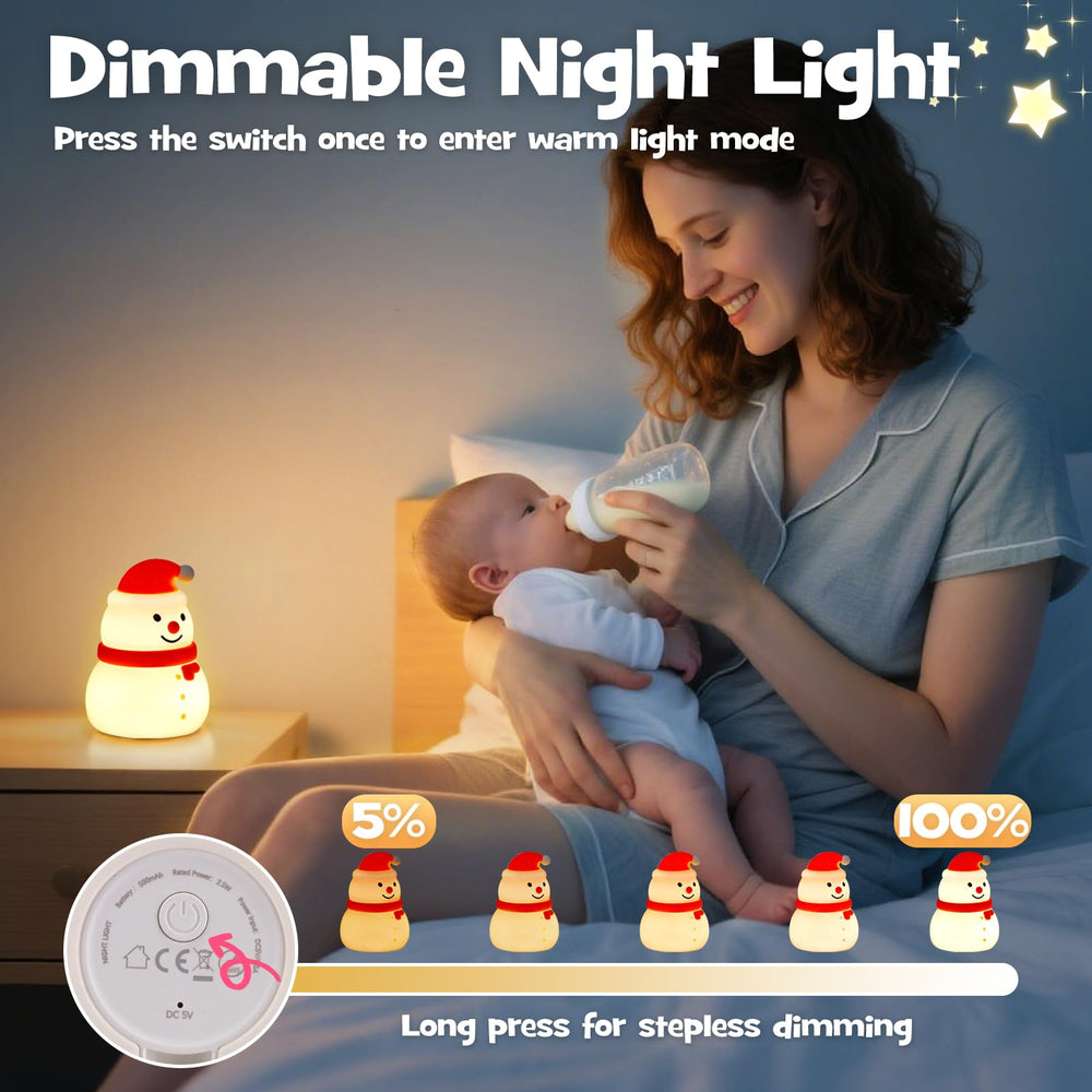 Gefaxi Squishy Christmas Snowman Night Light made of silicone, squishy texture ideal for play