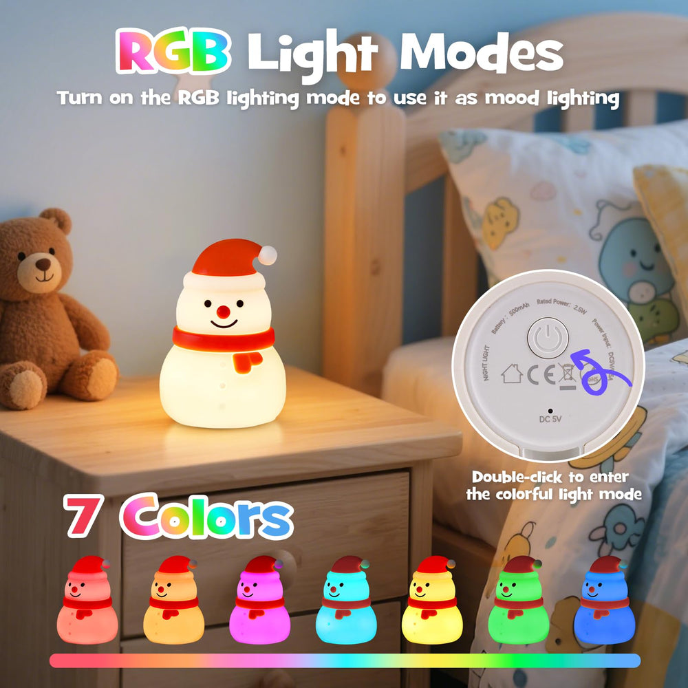 Gefaxi Squishy Christmas Snowman Night Light with RGB colors creates festive mood at parties