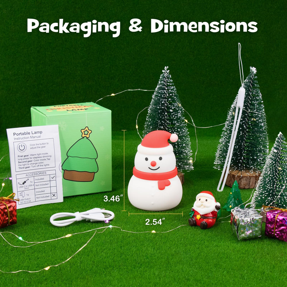 Gefaxi Squishy Christmas Snowman Night Light is hangable or portable for dorms and bedrooms