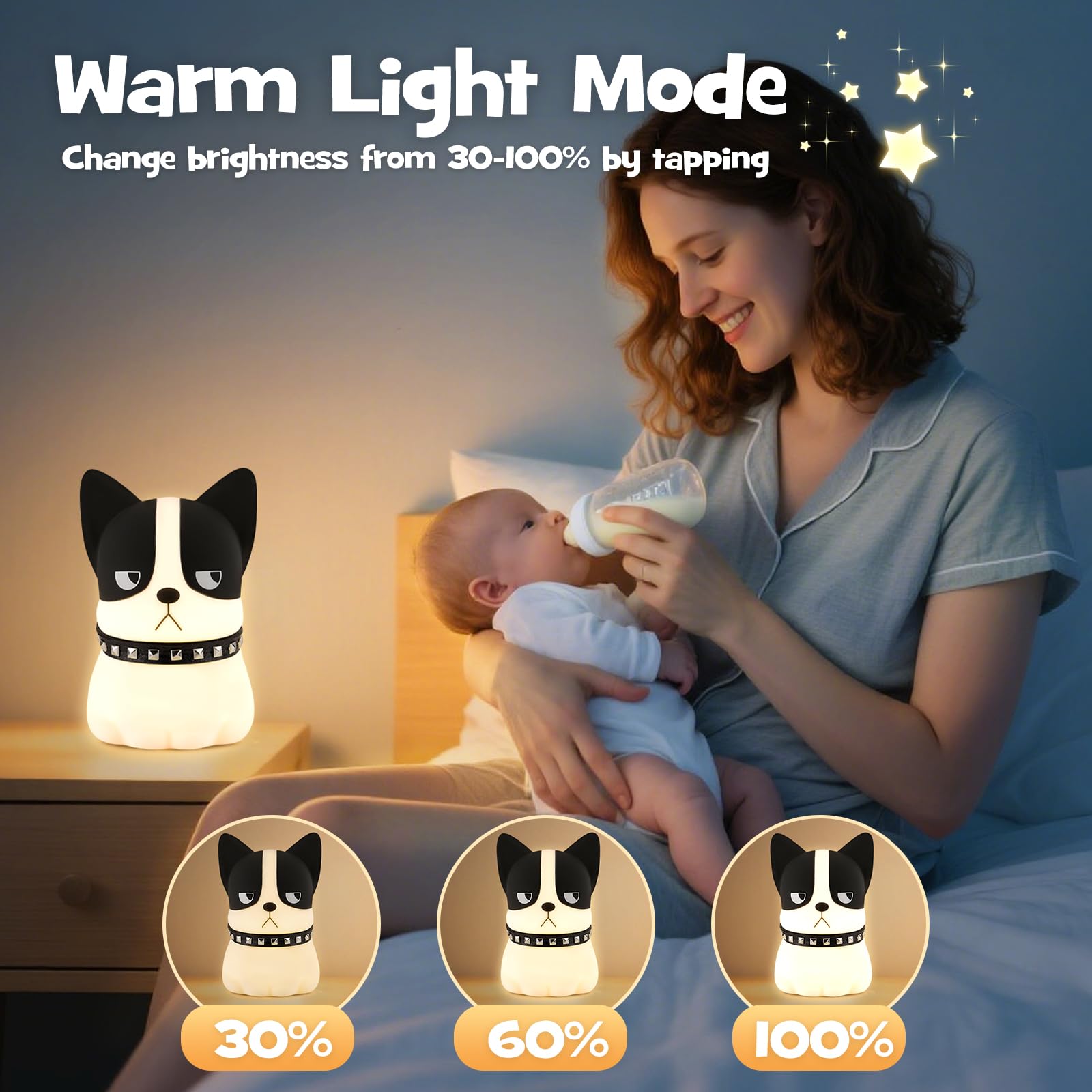 Gefaxi squishy puppy night light rechargeable with 1200mAh battery for cordless use