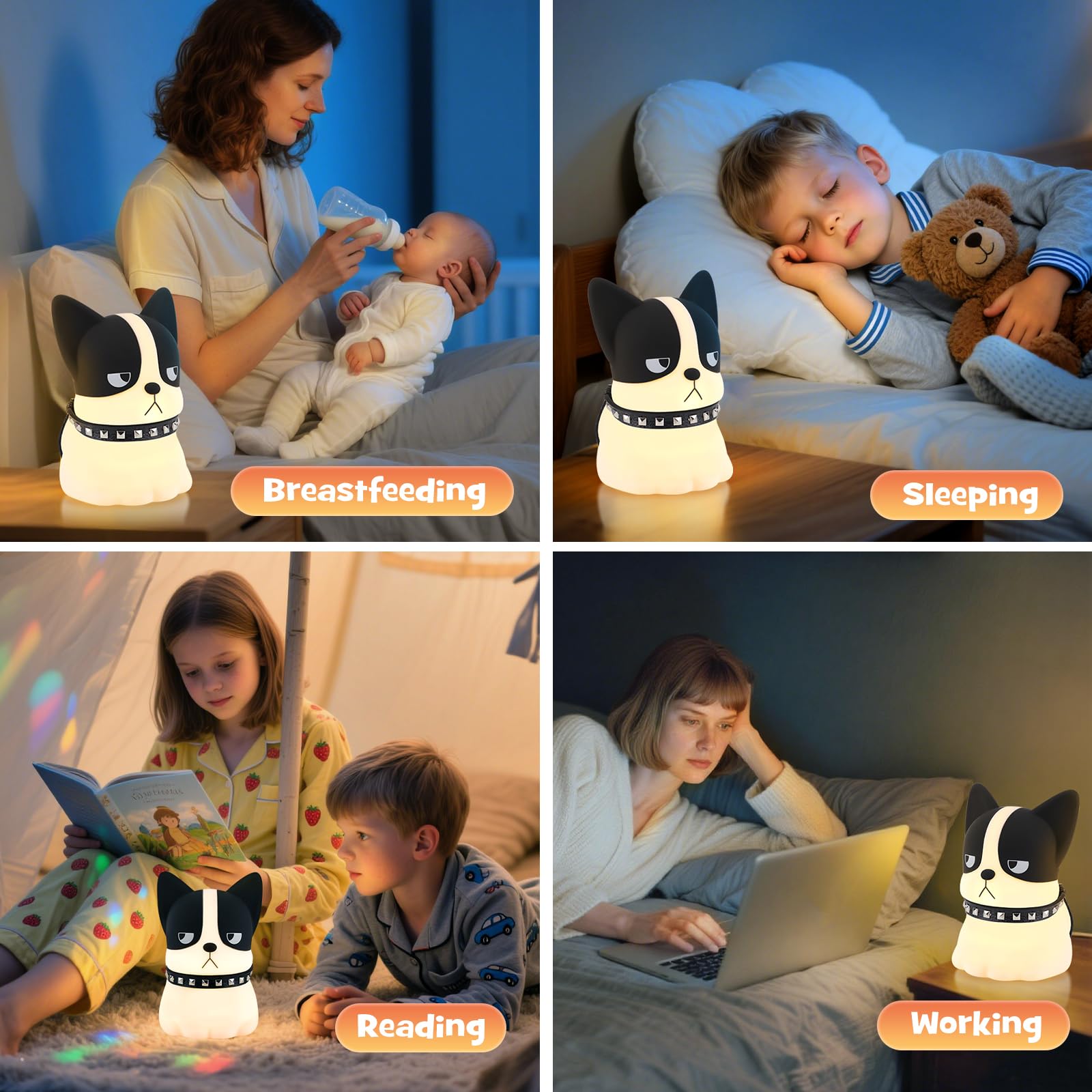 Gefaxi squishy puppy night light with touch control for easy color and brightness changes at bedtime