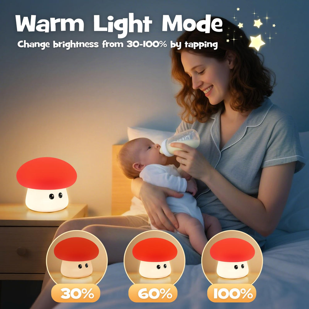 Gefaxi touch-controlled mushroom night light, quick on/off and color changes.