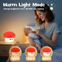 Gefaxi touch-controlled mushroom night light, quick on/off and color changes.