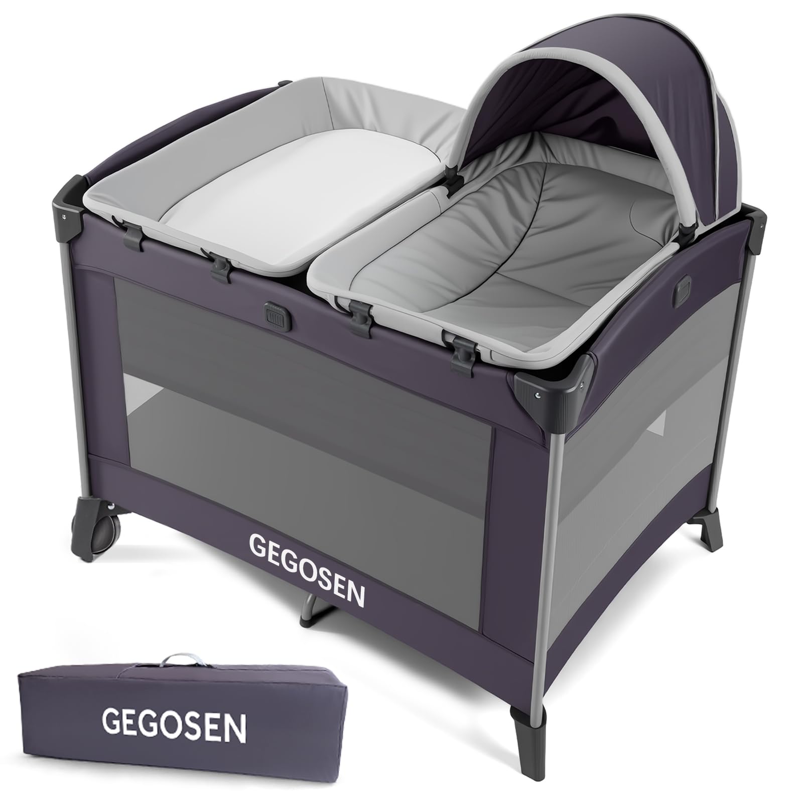 GEGOSEN portable baby playard 4-in-1 ready for travel and safe play.