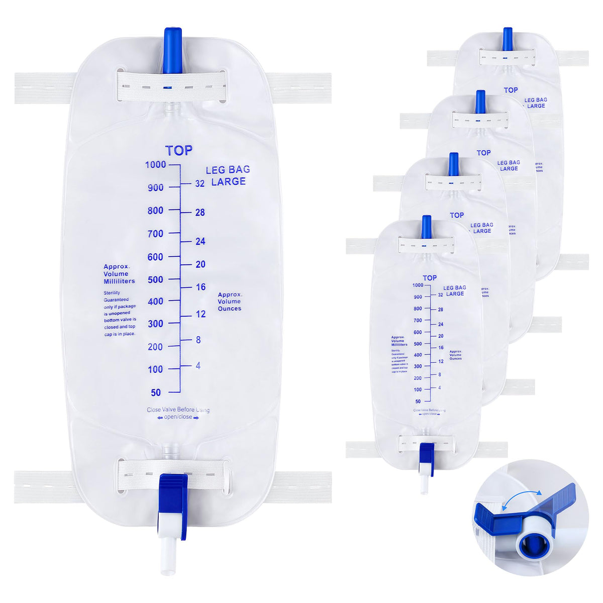 Geiserailie 1000ml leg bag with high capacity for extended wear.