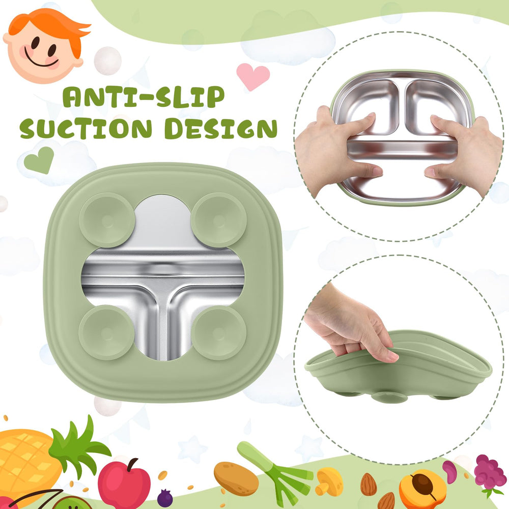 Geiserailie square suction blue plate supports independent eating