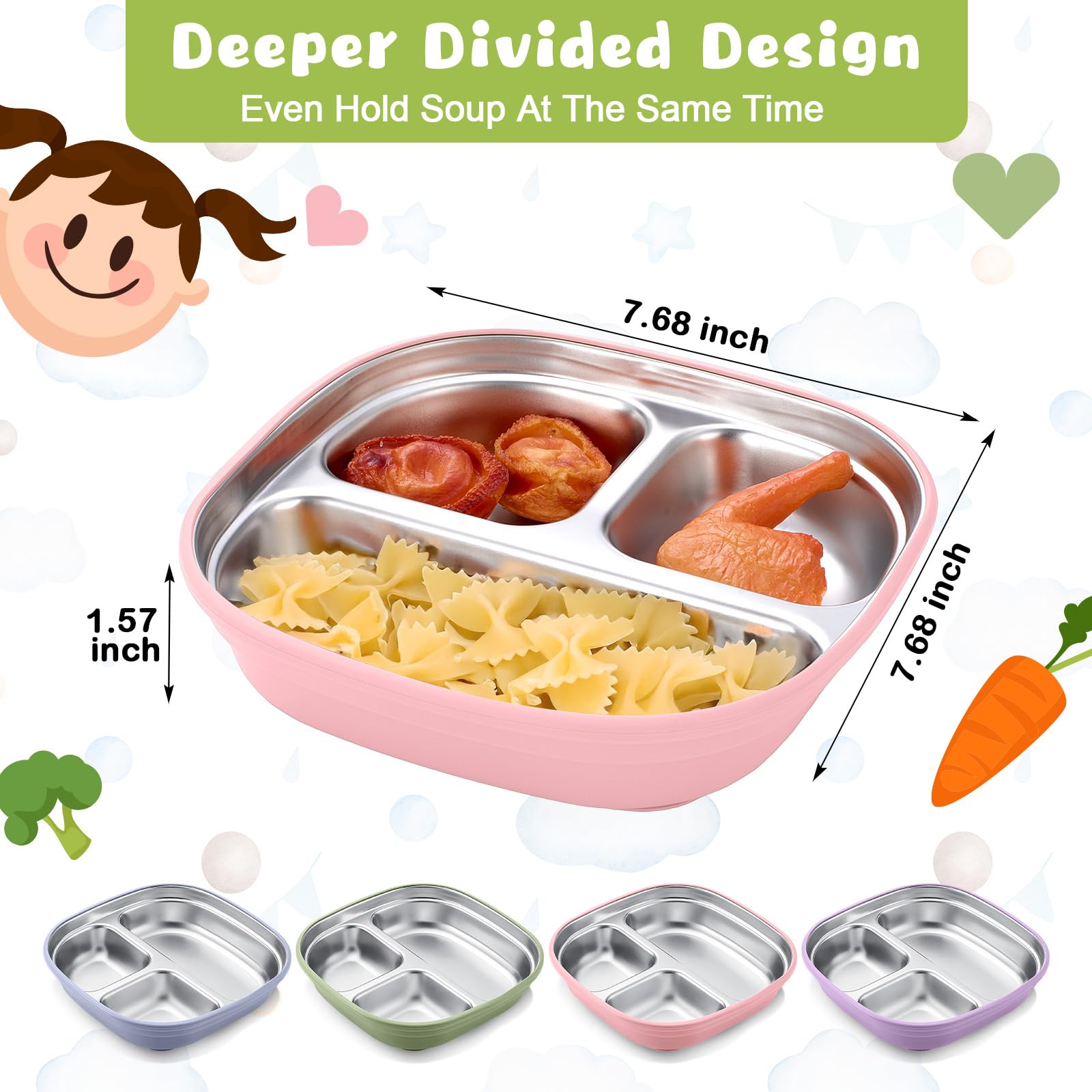 Geiserailie square suction green plate keeps meals steady