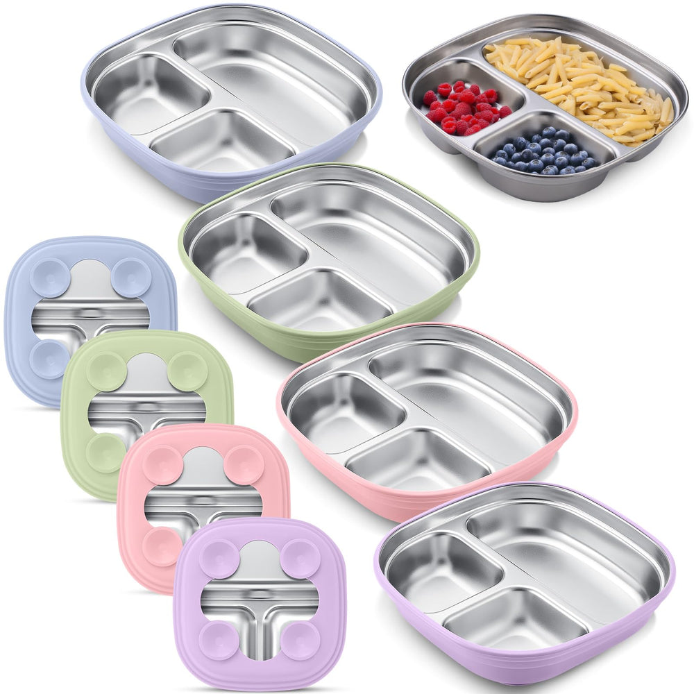 Geiserailie square suction pink plate for mess-free self-feeding