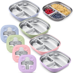 Geiserailie square suction pink plate for mess-free self-feeding