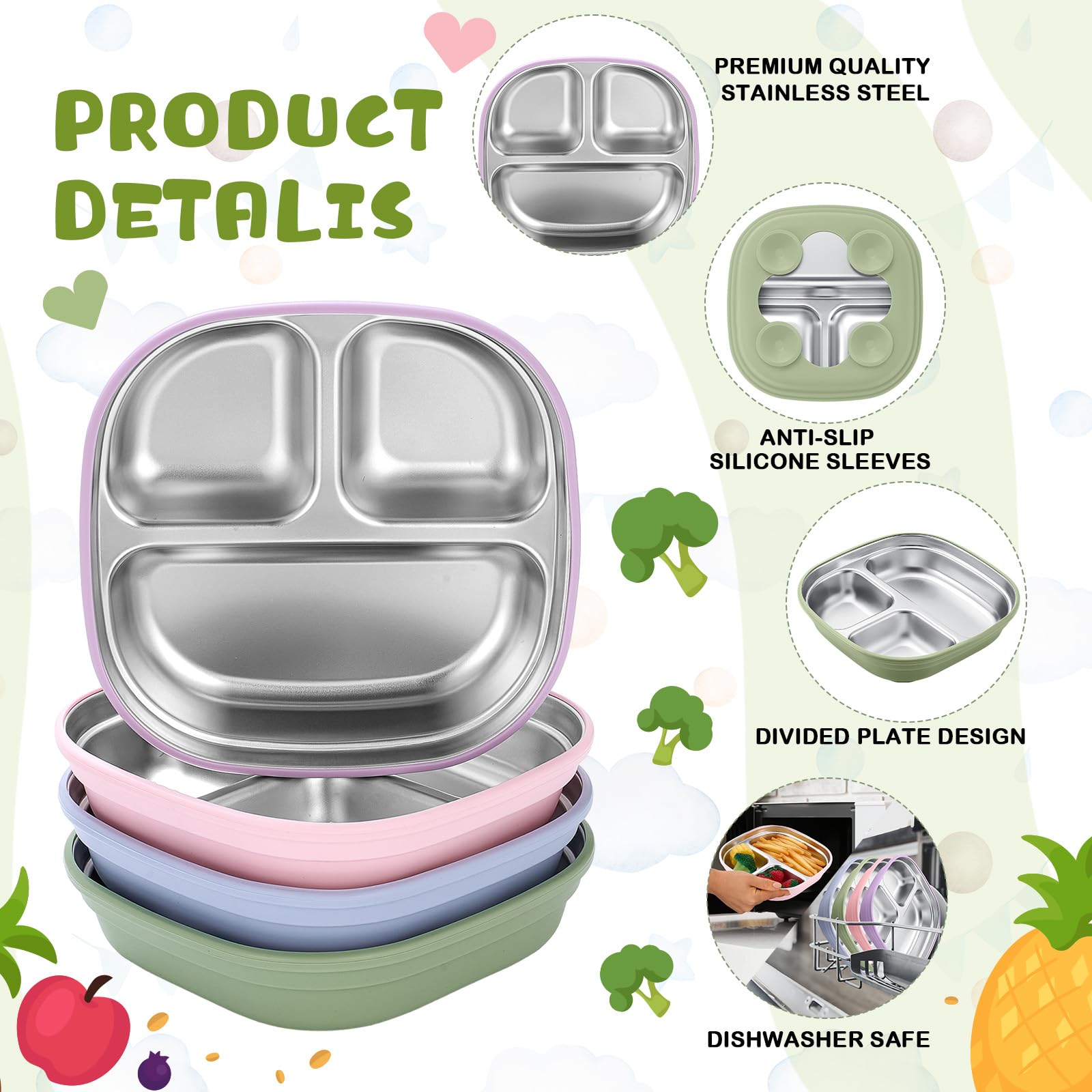 Geiserailie square suction purple plate prevents spills